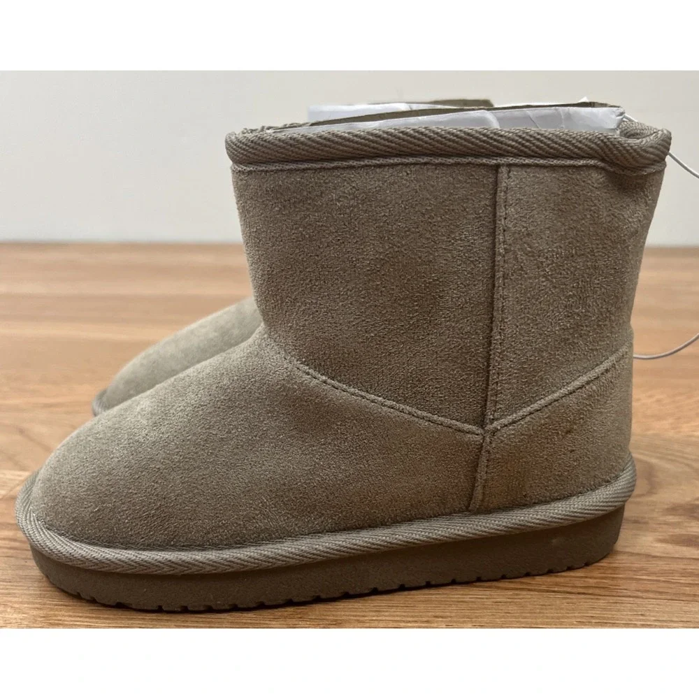The Children's Place Faux Suede Faux Fur Boots Booties Taupe Toddler Girl 10 NEW